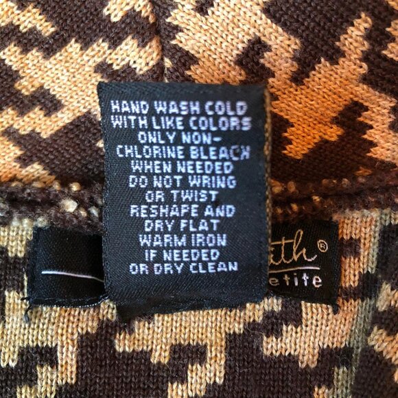 Willi Smith, Brown, Houndstooth, knit, wool-blend, sweater jacket blazer, Sz PM - Picture 4 of 7